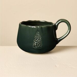 13.5oz Stoneware Debossed Tree Holiday Mug Green - Hearth & Hand™ with Magnolia
